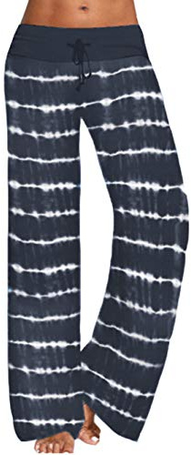 Famulily Womens Casual Tie Dye Wide Leg Drawstring Wide Leg Lounge Pants Grey XL