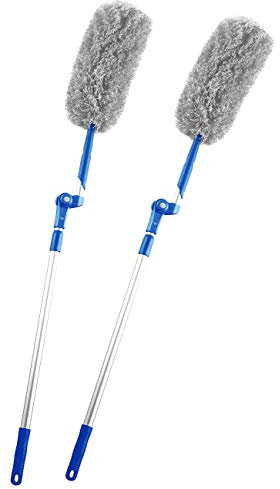 Sichler Haushaltsgeräte Staubbürste: 2er-Set Mikrofaser-Staubwedel, Teleskop-Griff, verstellbarer Winkel (Staubwedel Microfaser waschbar, Heizungsreiniger, Heizkörper)