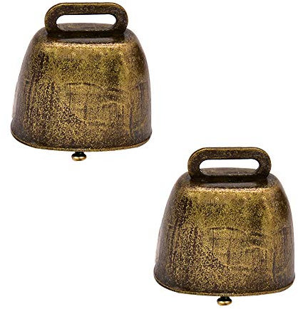 Thatyro Kuhglocken aus Metall, Antik-Stil, super laut, Pferd, Schaf, Kupferglocken, Rinderfarm, Tier, Messingglocken, Metallglocken, Bronzeglocke (Grünbronze), 2 Stück für Weihnachten