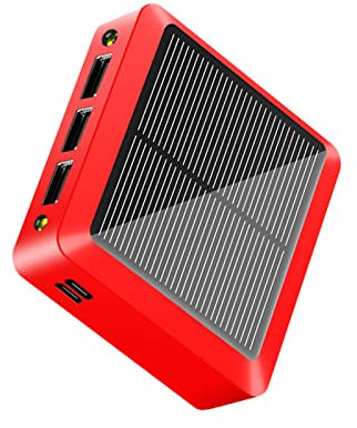 WFEI Mini Chargeur Solaire 10000mAh Grande capacité Power Bank Chargeur Portable Chargement Rapide de la Batterie Externe pour Les activités de Plein air,Rouge