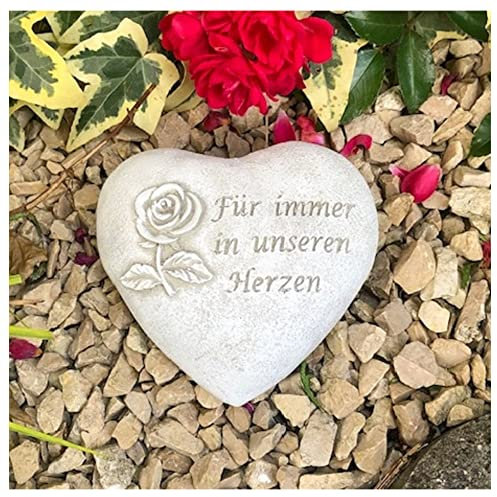 Radami Grabherz Grabschmuck Grab Herz Spruch - Für Immer in unseren Herzen - ca.500g