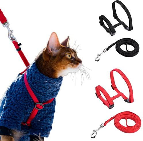 Katzengeschirr mit Leine, Ausbruchsicher, Verstellbar, Katzenleine für Kätzchen und Hunde