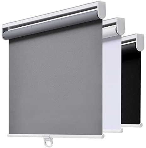 AOSKY Rollo ohne Schnur, Verdunkelungsrollo für Fenster, Raumverdunkelung, mit Federsystem, UV-Schutz, Fenstersichtschutz, Türrollo für Zuhause, Büro (61 cm B x 182,9 cm H, Grau)