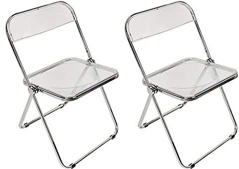 DDMINE Esszimmerstühle 2er Set, Klappstuhl Stapelbarer, Acryl-Klappstühle, Küchenstuhl Mit Metallgestell, Esszimmer Dtühle Modern, Bequemer Esszimmerstuhl (Transparent - 2pcs)