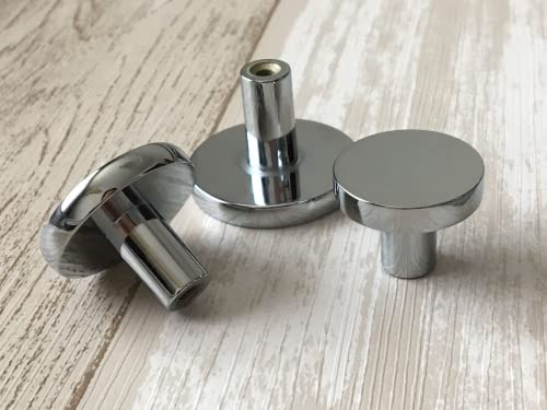 Vandicka 8 st polerade dörrknoppar i krom och lådhandtag – glänsande silver runda dörrknoppar och handtag för köksskåp byrå, garderob, 28 x 20 mm