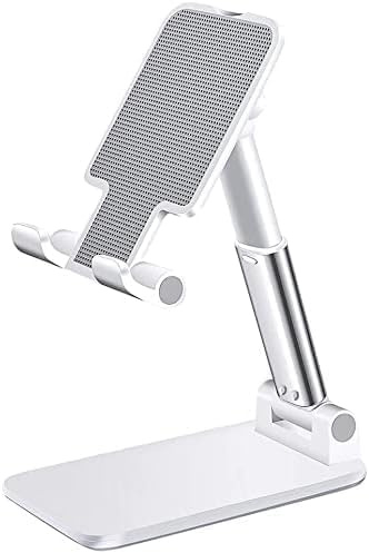 Cracksin Handyhalter Tisch Verstellbar Büro Handy Ständer Tisch Handyhalterung Smartphone Ständer Handy Halterung kompatibel mit iPhone, Huawei, Samsung, Xiaomi, alle Smartphones (Weiß)