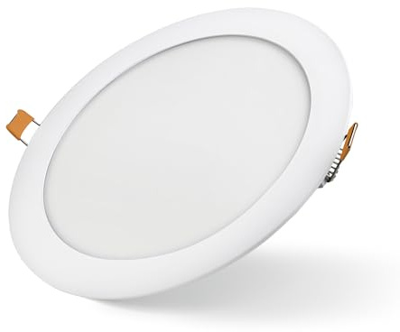Bright Source LED Round Panel Downlight, 18w Slimline Recessed Ceiling Spotlight, 1440lm Lumen Output, 3CCT Adjustable Colour Temperature 3000K 4000K 6000K, IP20 Rated, 205mm Cut Out