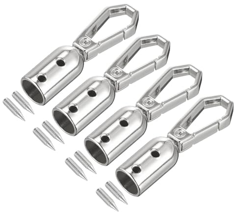QUARKZMAN 4 Stück Kordel Endkappen Schmuck 8mm/0,32 Kordelenden Quetschperlen Trommel Perlen Schnur mit Schrauben Seilendkappe Quasten Kappen für DIY Tassel Schmuckherstellung Tasche Silber