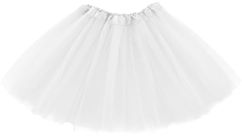 Molain Tutu 3 Layers Top Tulle Skirt Ballet Glitter Sequins Gauze Costume Christmas Parties Ballerina Dance Half Skorts Vintage Prom Dress-up (UK, Numeric, 30, 40, Regular, Regular, Adult White)