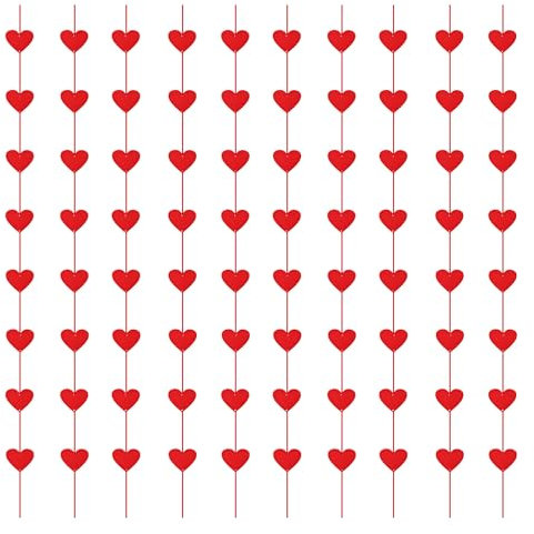 Pargleev Valentines Decorations - 80 PCS Red Felt Garland Hanging String Hearts - NO DIY - Valentine Decorations for Home Office Wedding Anniversary Birthday Party Pre-assembled
