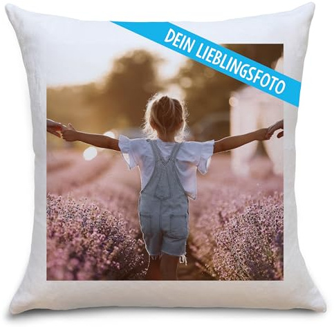 OWLBOOK® Personalisiertes Fotokissen 40x40 Geschenk für Männer und Frauen | Mit Foto & Text bedruckbar, Selbst gestaltbar, Optional mit Füllung, Fotogeschenk für Geburtstag/Jahrestag/Weihnachten