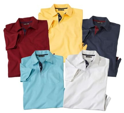 ATLAS FOR MEN - 5er-Pack Poloshirts - Reine Baumwolle - 3XL