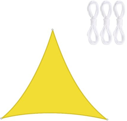 ENEN Vela Ombreggiante Impermeabile 3m/4m/5m/6m, Vele Ombreggianti Triangolare Tenda a Vela per Esterno Telo Tenda da Sole, Vela Ombreggiante per Giardino Terrazza (6x6x6m,Giallo)