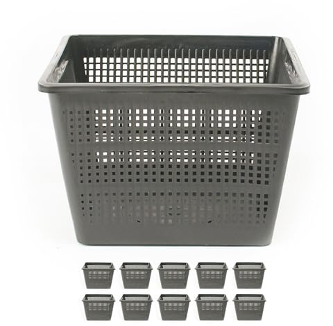 Iflo Flexibel gestaltbare Pflanzkörbe (18 x 18 x 12 cm) für Gartenteiche: mit und ohne Kokos-Einlegematte erhältlich. Ideal für Seerosen und andere Teichpflanzen (10 Pflanzkörbe)
