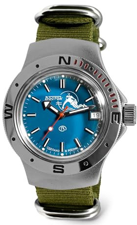 Vostok | Amphibia 060059 Scuba Dude Automatik-Armbanduhr mit Selbstaufzug, Grün , Taucher