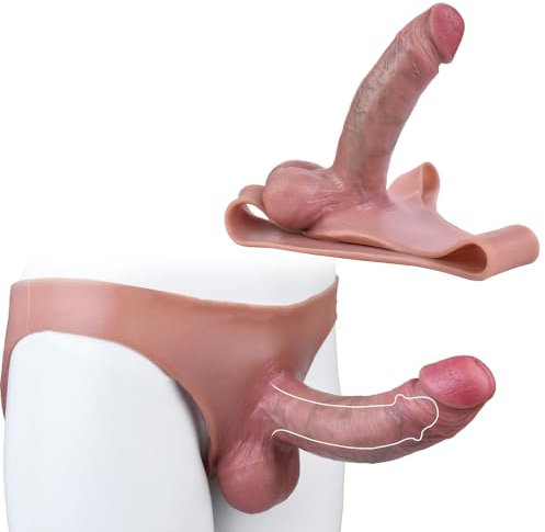 NAIXBTY Realistische Dildo Hohl Penis Sleeve Invisible Silikon Dildo Hosen mit Realität Hoden Penishülle Vergrößerungs verlängerung Einsetzen Extrem Sexspielzeug Für Männer Verzögerung Ejakulation