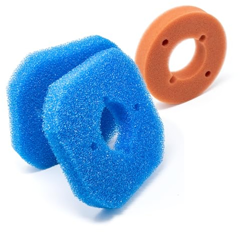 VIALIA Ersatzfilterschwämme Set kompatibel mit Oase FiltoClear 3000 | 3x Filterschwamm (2x blau grob, 1x rot fein) | Für kristallklares Teichwasser & biologische Filterung | Passgenau 22x22x4,3cm