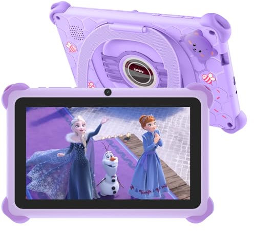 Tablette Enfants 7 Pouces Andriod Quad Core - 2 Go RAM 32 Go ROM 128 Go Extension - Contrôle Parental, Éducative et Divertissante Avec Étui Antichoc, WiFi, Youtube, Google Play