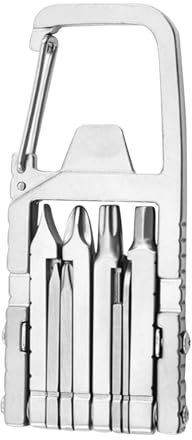 Stainless Steel Combination Gadget, Multi Tool, Multifunctional Mini Tool with Bottle Opener, Phone Holders, Screwdriver Carabiner, Household Portable Gadget (A)
