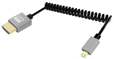 YANBORONSN Cable micro HDTV en espiral 4K, cable micro HD TV a HD TV corto en espiral, cable HDTV2.0 compatible con 4K a 60 Hz y 18 Gbps, para cámara, televisor y tableta 2.2ft(Recto)