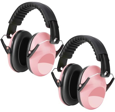 Kriogor Proteccion Auditiva Cascos Ruido Protectores Auditivos Pack 2, SNR 26 dB, Orejeras Protectoras de Ruido para niños, Proteccion Auditiva Niños para Dormir, estudiar, bebés, Banda (rosa claro)
