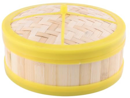 HOLIDYOYO Bamboo Steamer Basket Single Tier with Lid for Steaming Stuffed Buns Dumplings Rice for Home Cooking