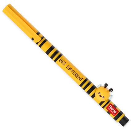 LEGAMI - Gelschreiber mit dekorativem Tier Lovely Friends, Bee -Thema, nicht rollend, schwarze Tinte, entfernbares und wieder kombinierbares Tier, 0,5 mm Spitze