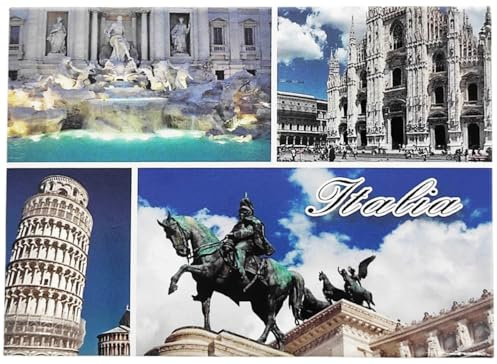 Kühlschrankmagnet Italien Monumente Brunnen Trevi Dom Turm von Pisa Altar Vaterland Souvenir Sammlerstück Haus Küche 9 x 7 cm 48211
