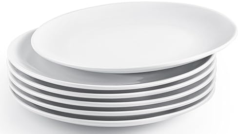 6 Pcs Ceramic Appetizer Plates, 8 Inch Porcelain Salad Plate, Round Porcelain Serving Plate, Small White Ceramic Plates for Appetizers Dessert Salad, Microwave Dishwasher Safe