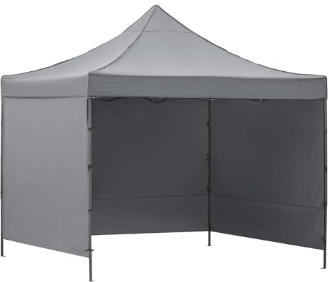faltpavillon 3x3m wasserdicht höhenverstellbar stahlgestell mit 3 seitenteilen und Tragetasche gartenpavillon Oxford 420d wetterfest festzelt partyzelt für terrasse Camping – SPRINGOS® (Grau)