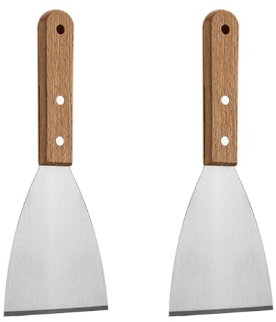 2Pcs Griddle Scraper Stainless Steel Scrapers Grill Scraper Food Scrapers Kitchen Scraper for BBQ Indoor Outdoor Cooking Cleaning Food Service