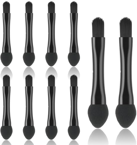 10 PCS Eyeshadow Brush, Double Side Eye Shadow Sponge Applicators Brushes Portable Travel Sponge Eyeshadow Makeup Brushes for Women Girls Daily Travel Carrying, Black