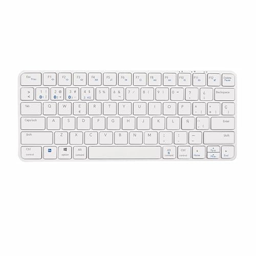 SILVERHT Design – Teclado Inalámbrico Ultrafino Multidispositivo | Bluetooth + USB 2.4G | QWERTY Español | Silencioso y Portátil para PC, Smart TV y Tablet
