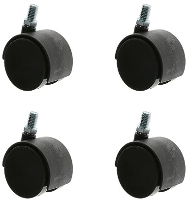 4er Set MS Beschläge® Möbelrolle Hartbodenrolle Lenkrolle ø 40mm aus Kunststoff mit Gewindestift
