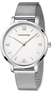 WENGER Damen Armbanduhr Metropolitan Donnissima Ø 38mm, Swiss Made, Analog Quarz, Wasserdicht bis 100m, Mesh-Armband
