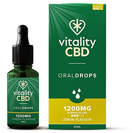 Vitality CBD Oral Drops in hempseed Oil, 1200 mg, Lemon, 30ml, NO THC