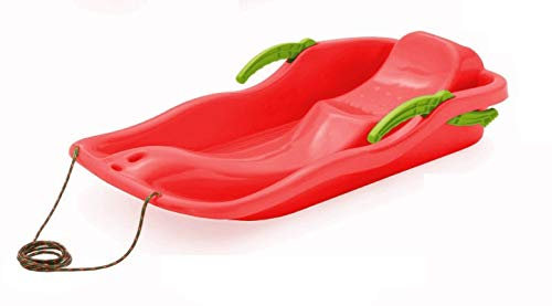 vom Pullach Hof Bob Schlitten Race Schneebob Schneerutscher Kunststoff inkl. Zugseil und Bremsen (Rot)