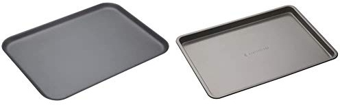 MasterClass Hard Anodised Aluminium Baking Tray, Oven Tin with Teflon, Non Stick Coating, 42 x 31 cm, Black & Baking Tray, Non-Stick Oven Tray for Baking and Roasting 35x25x2cm, Sleeved