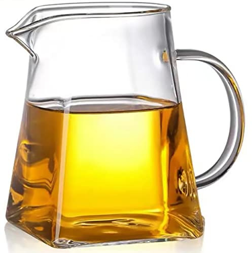 Dadamong Jarra de vidrio con asa, jarra de leche y crema, crema de vidrio de borosilicato resistente al calor para café, té o jarabe de arce, apta para estufa y microondas (550 ml)