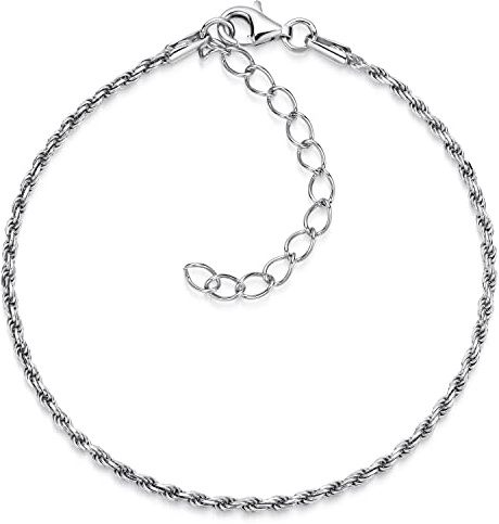 Kordelarmband Damen Silber 925 - Armband 18-23cm verstellbar SA-27 | Silberarmband aus rhodiniertem 925 Sterling Silber für Frauen von MATERIA by Matthias Wagner