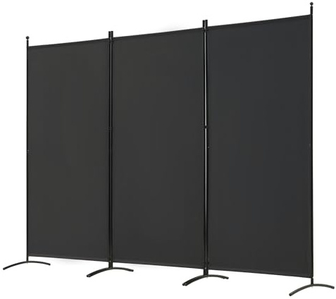 Spurgehom 3 Panel Room Divider Folding Partition Privacy Screens, Freestanding Fabric Room Panel Portable Room Partition Wall Dividers for Home Office Restaurant, 102 W X 71 H (Black)