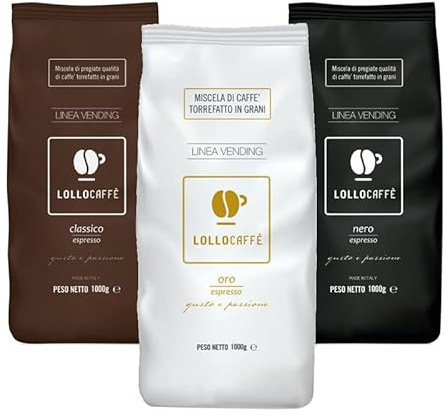 Set Degustazione Lollo Caffè in grani: Nero, Classico e Oro 1 kg x 3