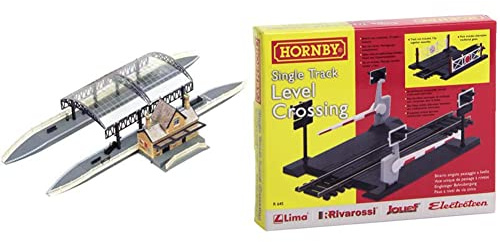Hornby R8009 00 Gauge Station Terminus, Grey & R645 00 Gauge Level Crossing Single Track