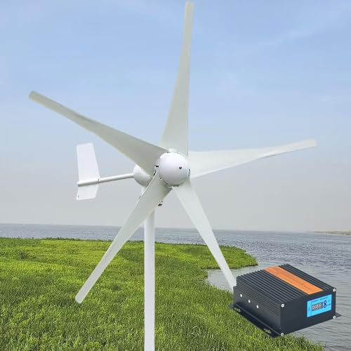 4000W Horizontal Wind Turbine 5 Blades Wind Power Generator Windmill Kits with LCD MPPT Charge Controller Off Grid System Charge,48V