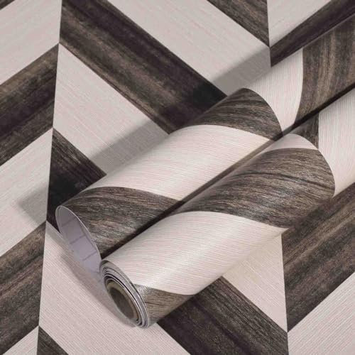 JOLIHOME Staccare e Incollare Carta a Contatto Autoadesiva Beige e Marrone Tavole di Legno Carta da Parati 44,5x500cm Rimovibile Plastica Adesiva Pellicola Vinilica per Cucina Armadi Doccia