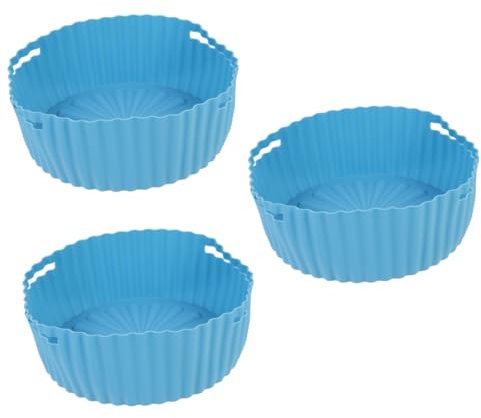 PRETYZOOM 3stücke Silikonmatte Für Heißluftfritteuse Wiederverwendbare Antihaft-baking-pan Für Knusprige Speisen Für Hähnchenflügel Burger Fisch Und Snacks -frei Hitzebeständig Blaue