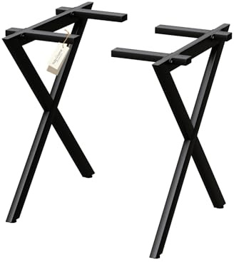 holz4home® X-Struktur Tischgestell aus Metall I Pulverbeschichtete Tischbeine Schwarz I 1 Paar (2 Teile) I Metallgestell Esstisch Wohnzimmertisch I Tischfüße Industrial Style Gestell