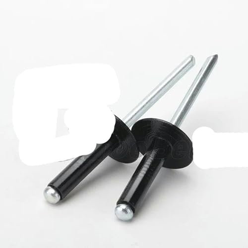 Schwarze Blindnieten mit gewölbtem Kopf, M3,2 (3,2 mm), M4 (4 mm), M5 (5 mm), große Hutöffnung, Aluminiumniete, Stahlschaft, Dorn, Auspuffnieten-3,2 x 8 (40 Stück)