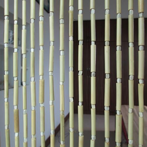 FENGSHOUU Hölzern Perlenvorhang Bambusvorhang Türvorhang Fadenvorhang,Teilervorhang Schnur Türvorhänge Panel,für Zimmerfenster Flur Eingang Dekoration,Anpassbar (120 strands-120cmx240cm)