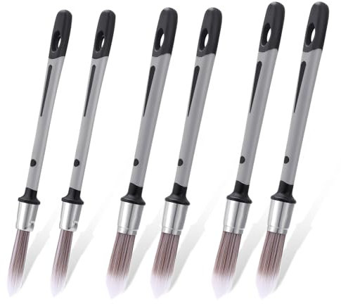 Invalidism 6 pennelli per pareti, piccoli pennelli da 1,45/0,6/1,8 cm, per decorazione, strumenti di pittura, piccoli pennelli rotondi per battiscopa, angoli, bordi, aree strette, ritocchi